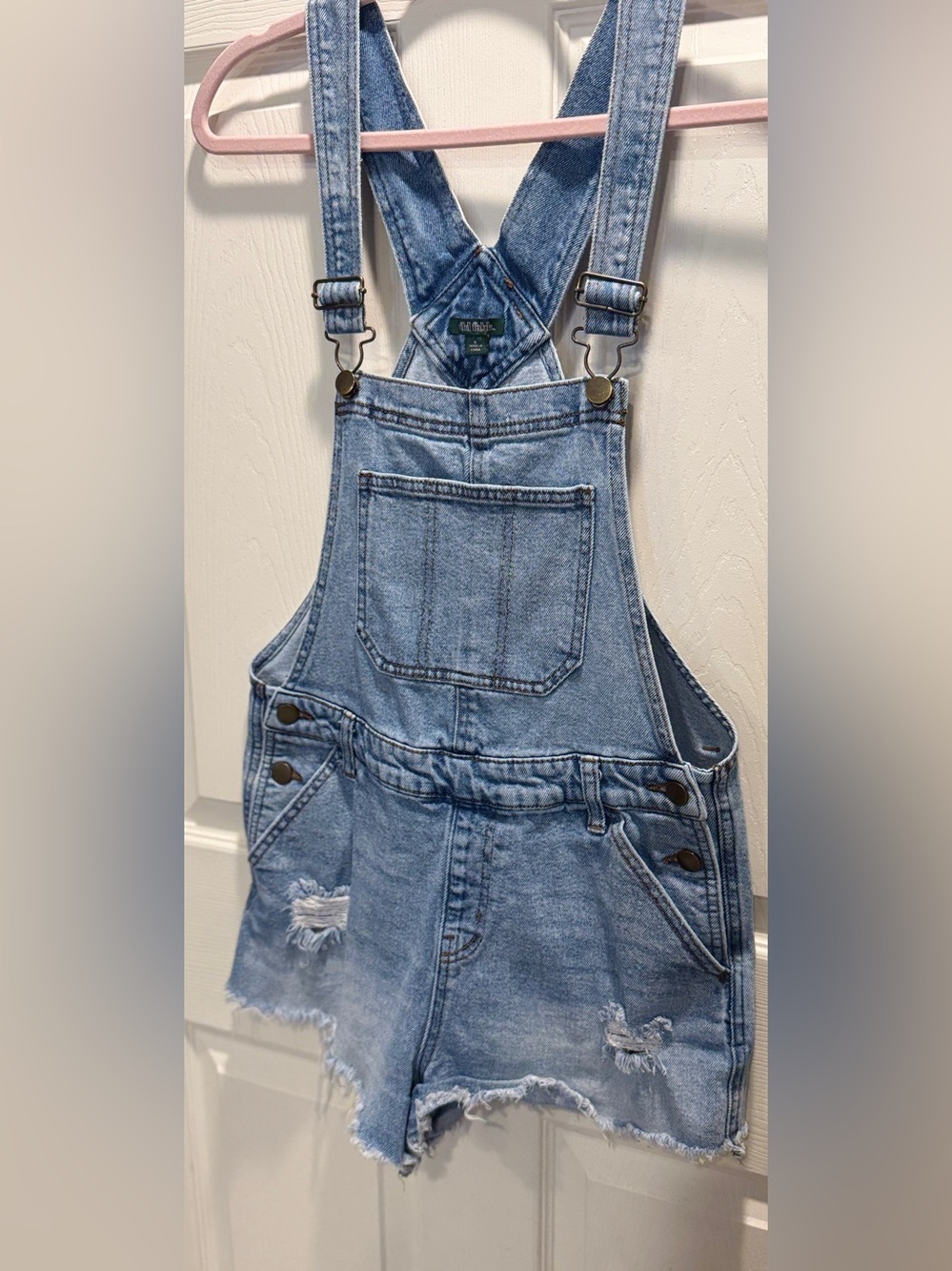 Wild Fable Denim Overall Shorts Size Small Light Wash Distressed Y2K Shortalls - Picture 3 of 8